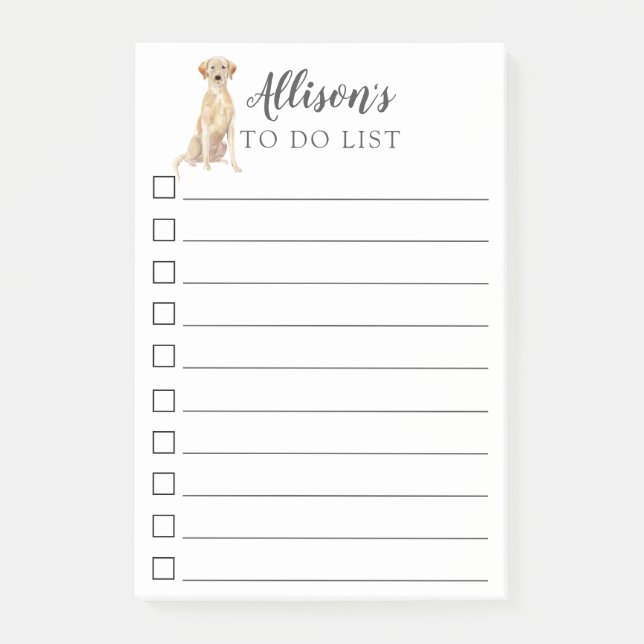 Labrador Retriever Dog Personalized To Do List Post-it Notes (Front)