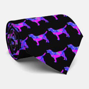 Labrador Retriever Dog Pink Silhouette Black Neck Tie