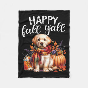 Labrador Retriever Dog Pumpkin Spice Happy Fall Ya Fleece Blanket