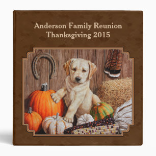Labrador Retriever Dog & Pumpkins Brown Binder