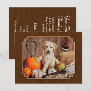 Labrador Retriever Dog & Pumpkins Brown Invitation