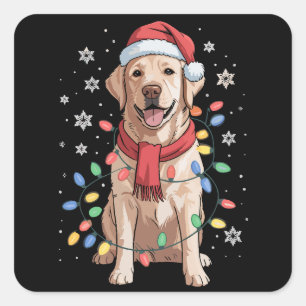 Labrador Retriever Dog Santa Clause Hat Xmas Xmas Square Sticker