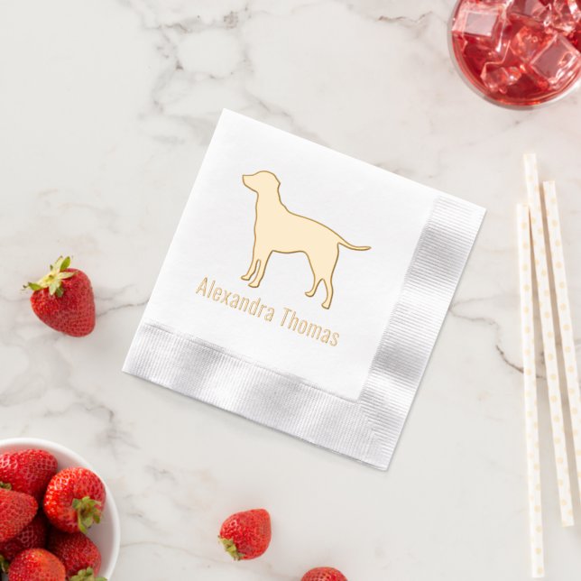 Labrador Retriever Dog Silhouette Name Foil Napkins (Insitu (Strawberry))