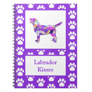 Labrador Retriever Dog Silhouette Paw Purple PY&B Notebook