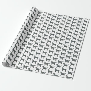 Labrador Retriever Dog Silhouette Y&B Grid White Wrapping Paper