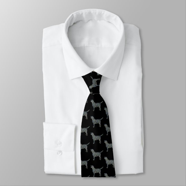 Labrador Retriever Dog Silhouette Yellow & Black Tie (Tied)