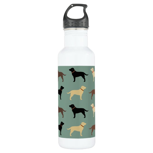 Labrador Retriever Dog Silhouettes Pattern Labs 710 Ml Water Bottle (Front)