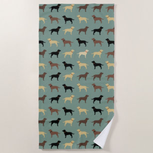 Labrador Retriever Dog Silhouettes Pattern Labs Beach Towel