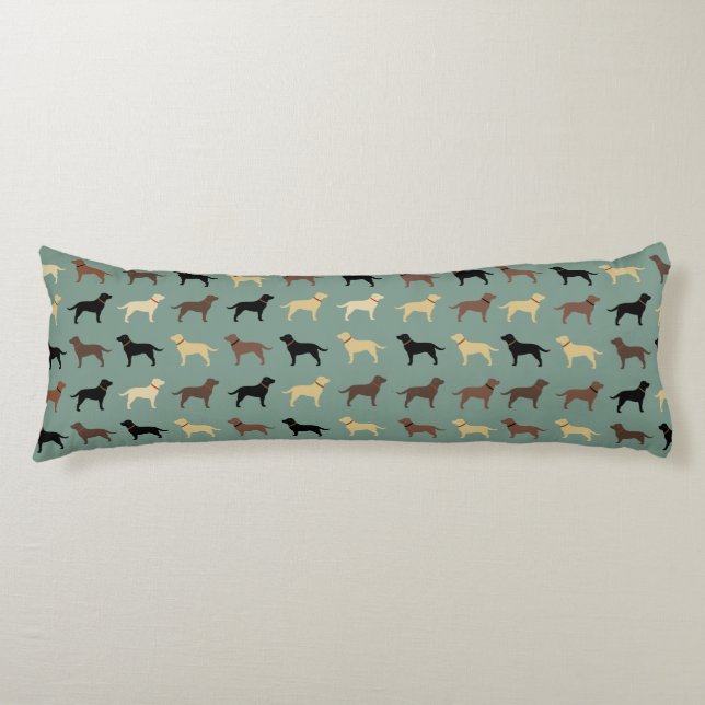 Labrador Retriever Dog Silhouettes Pattern Labs Body Pillow (Front)