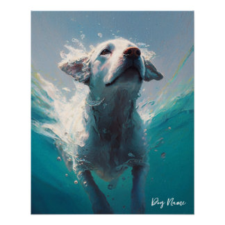 Labrador Retriever dog swimming in water 004 Poster