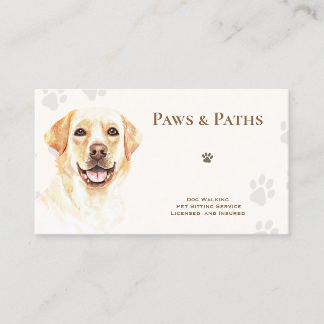 Labrador Retriever Dog Walker Pet Sitting    Business Card (Front)