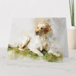 Labrador Retriever Dog Watercolor Portrait 03 Thank You Card