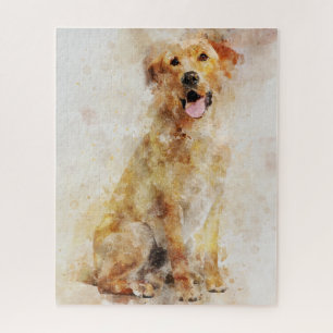 Labrador Retriever Dog Watercolor Portrait 04 Jigsaw Puzzle
