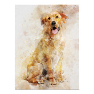 Labrador Retriever Dog Watercolor Portrait 04 Photo Print