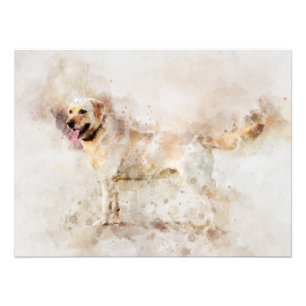 Labrador Retriever Dog Watercolor Portrait 05 Photo Print