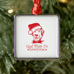 Labrador retriever dog wearing Santa Claus hat Metal Ornament