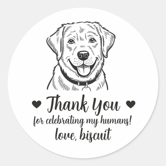 Labrador Retriever Dog Wedding Favour Stickers (Front)