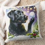 Labrador Retriever Dog Winter Snow Christmas  Throw Pillow<br><div class="desc">Introducing the perfect addition to your holiday decor - our Labrador Retriever Christmas pillows! Available in black, yellow, or chocolate labrador, these pillows are a must-have for any dog lover. Choose from cozy fireplace scenes, joyful puppies in the snow, or festive labrador dogs to make your living space feel warm...</div>