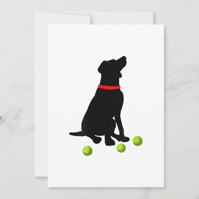 labrador retriever dog with yellow lab tennis ball thank you card (Front)