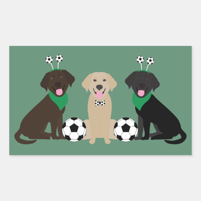 Labrador Retriever Dogs Playing Soccer Sticker (Front)
