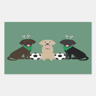 Labrador Retriever Dogs Playing Soccer Sticker