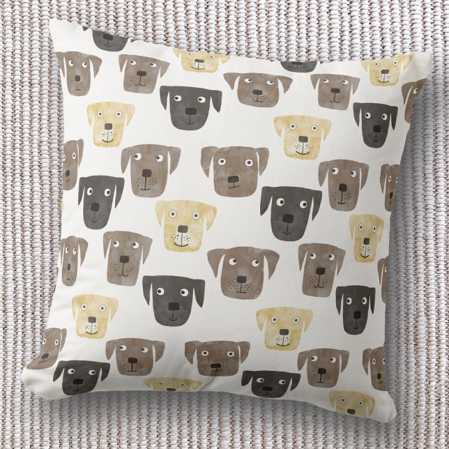Labrador Retriever Dogs Throw Pillow (Fun Labrador retriever dog pattern throw pillow)