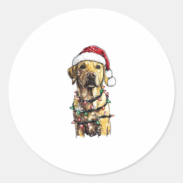 Labrador Retriever Dogs Tree Christmas Sweater Xma Classic Round Sticker (Front)