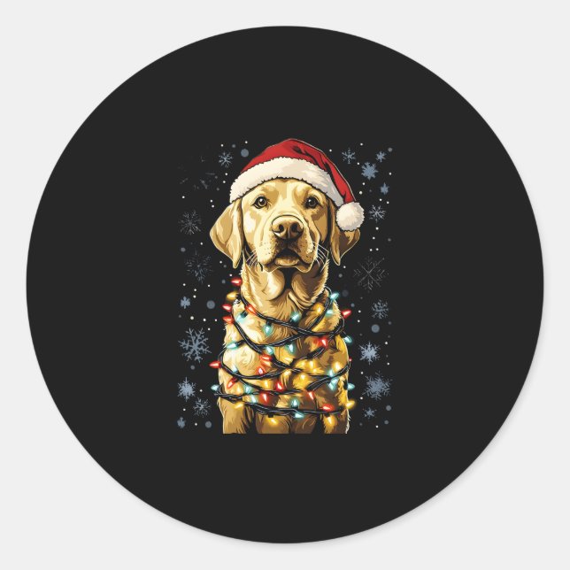 Labrador Retriever Dogs Tree Christmas Sweater Xma Classic Round Sticker (Front)