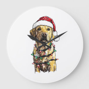 Labrador Retriever Dogs Tree Christmas Sweater Xma Large Clock