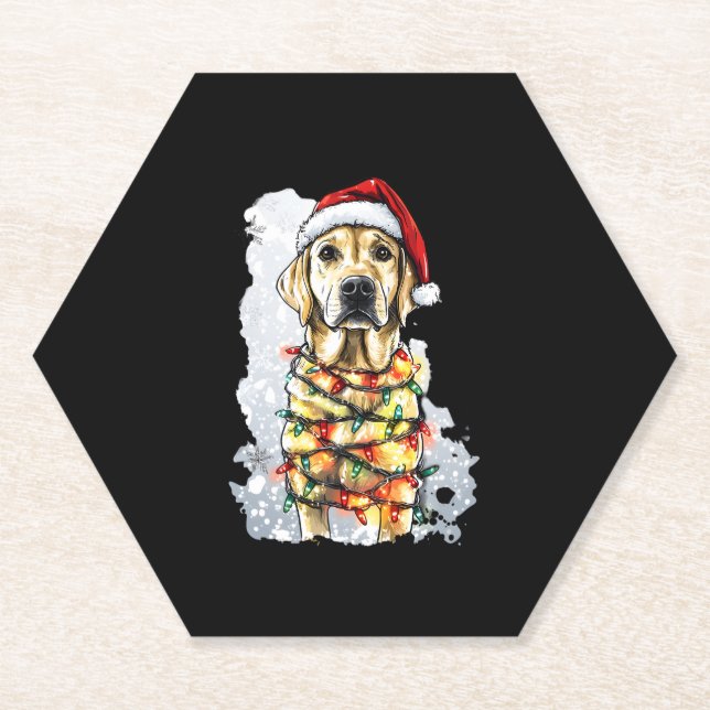 Labrador Retriever Dogs Tree Christmas Sweater Xma Paper Coaster (Front)