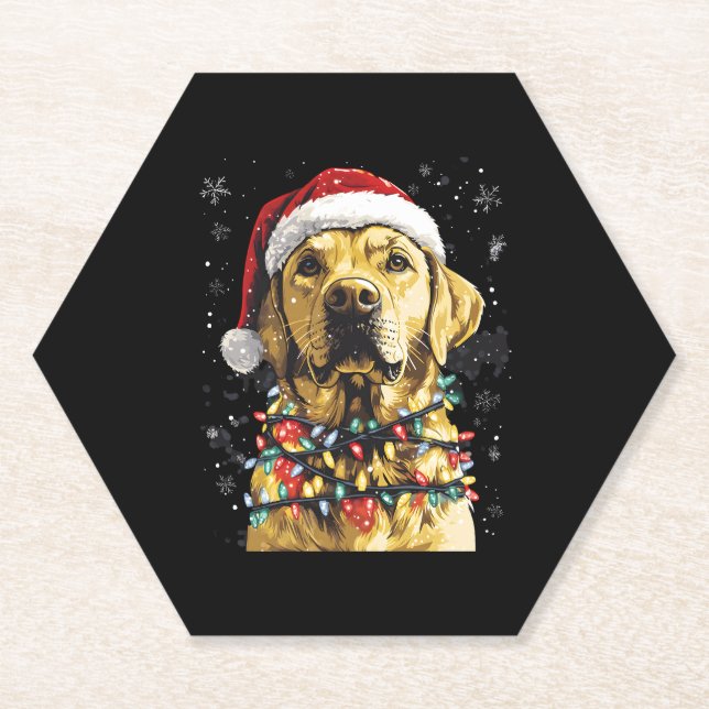 Labrador Retriever Dogs Tree Christmas Sweater Xma Paper Coaster (Front)