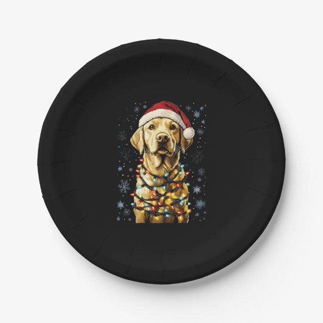 Labrador Retriever Dogs Tree Christmas Sweater Xma Paper Plate (Front)