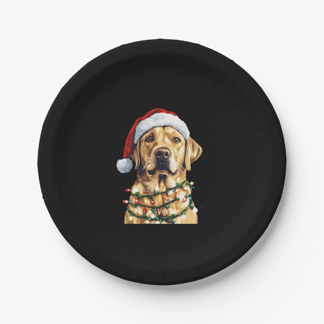 Labrador Retriever Dogs Tree Christmas Sweater Xma Paper Plate (Front)