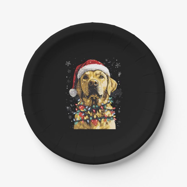 Labrador Retriever Dogs Tree Christmas Sweater Xma Paper Plate (Front)