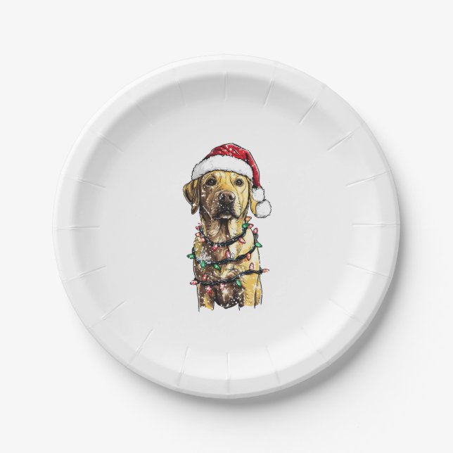 Labrador Retriever Dogs Tree Christmas Sweater Xma Paper Plate (Front)