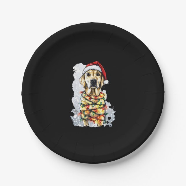 Labrador Retriever Dogs Tree Christmas Sweater Xma Paper Plate (Front)