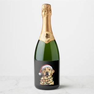 Labrador Retriever Dogs Tree Christmas Sweater Xma Sparkling Wine Label