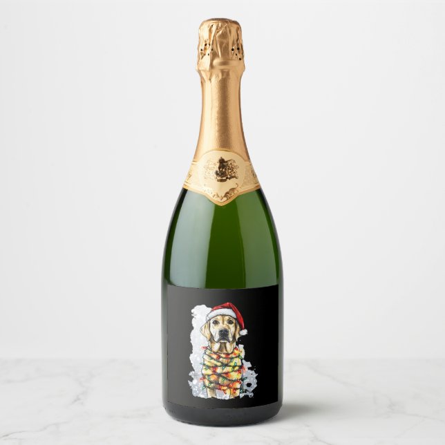 Labrador Retriever Dogs Tree Christmas Sweater Xma Sparkling Wine Label (Front)