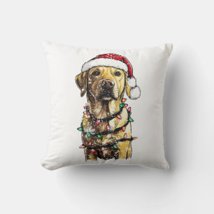 Labrador Retriever Dogs Tree Christmas Sweater Xma Throw Pillow