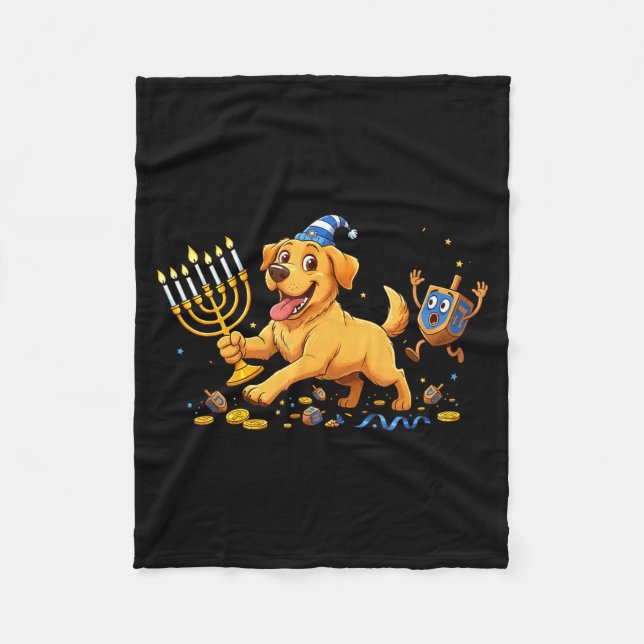 Labrador Retriever Dreidel Menorah Hanukkah Kids W Fleece Blanket (Front)