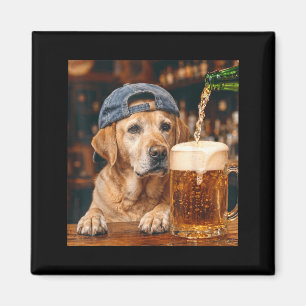 Labrador Retriever Drinking Beer Funny Dog Meme Magnet
