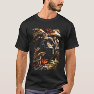 Labrador Retriever Fall Leaves Mushrooms Autumn Ae T-Shirt
