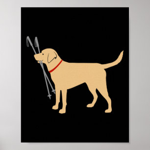 Labrador Retriever Fetch Ski Poles Yellow Lab Skii Poster