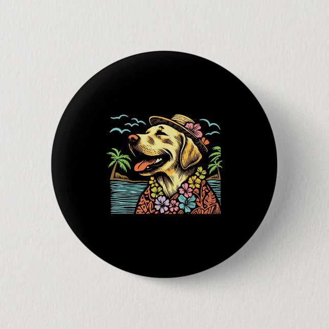 Labrador Retriever Floral Trocal Summer Vibes Hawa 2 Inch Round Button (Front)