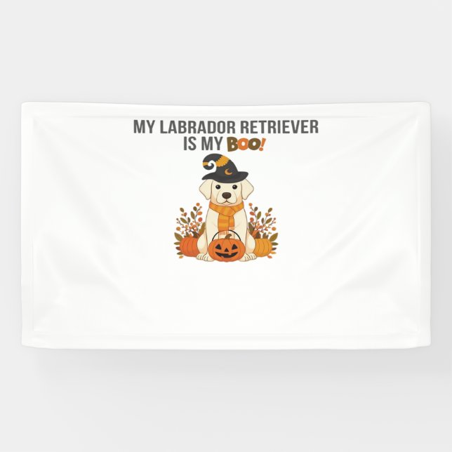 Labrador Retriever Halloween Dog  Funny Spooky Boo Banner (Horizontal)