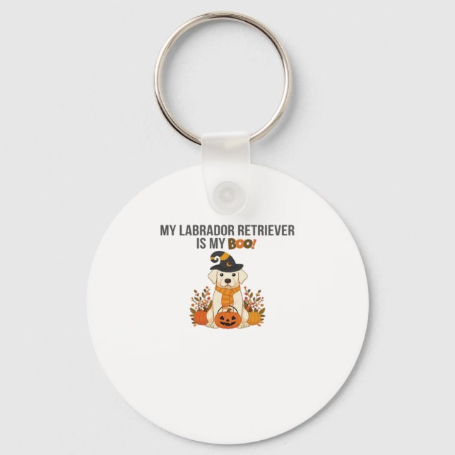 Labrador Retriever Halloween Dog  Funny Spooky Boo Keychain (Front)