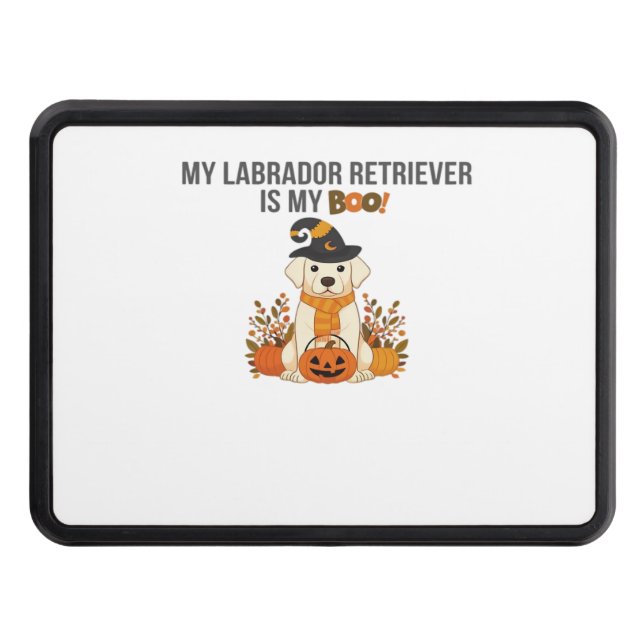 Labrador Retriever Halloween Dog  Funny Spooky Boo Trailer Hitch Cover (Front)