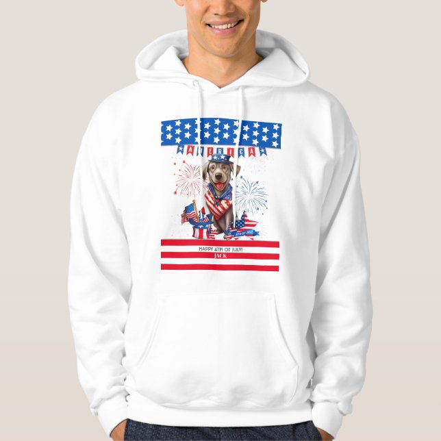Labrador Retriever Happy 4Th Of July Independence Hoodie (Front)