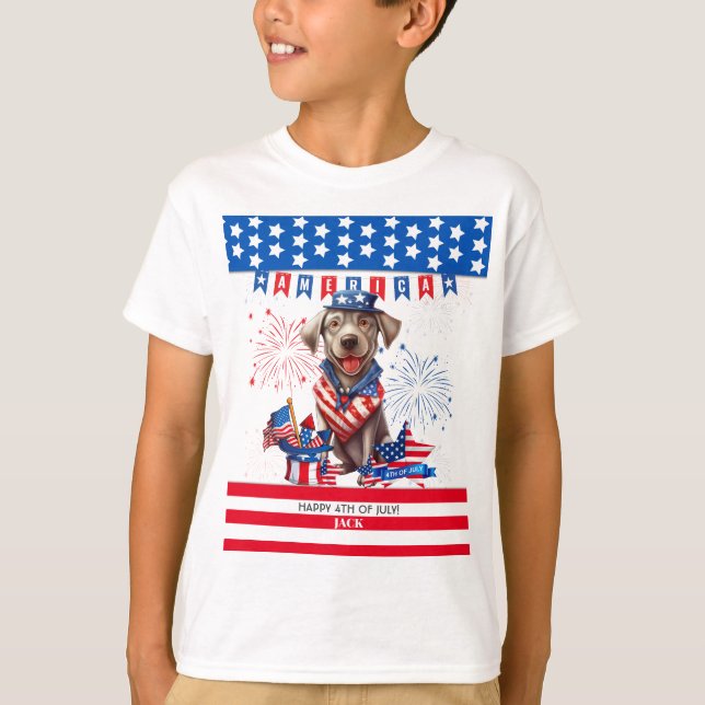 Labrador Retriever Happy 4Th Of July Independence T-Shirt (Front)