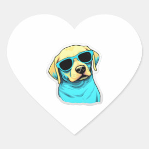 Labrador Retriever in Cool Sunglasses Classic T-Sh Heart Sticker